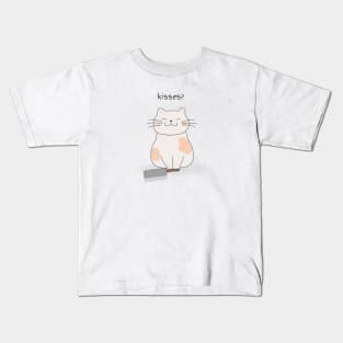 cat asking for kiss cute aesthetic illustration Kids T-Shirt